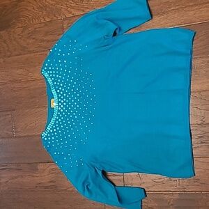 Ruby Rd women's teal sweater with sequins size 2X